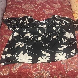 Floral Black and White Women's Top